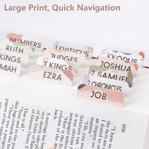 Qmoso 72 Bible Tabs for Women and Men, Laminated Bible Tabs for Easy Navigation and Apply, Bible Index Tabs for Study