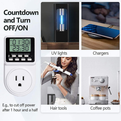 Digital Infinite Repeat Cycle Intermittent Timer Plug, 24 Hour Programmable Indoor Timed Power Switch