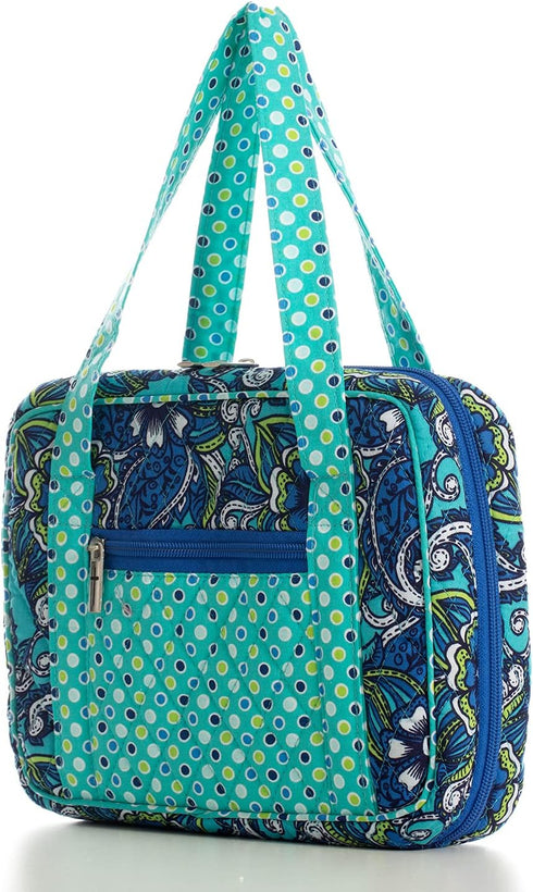 DIWI Large Quilted Bible Cover 10 X 7 X 2.75 Inches Blue Tote Good Book Case (L, C2 Morning Glory)