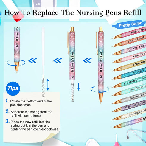 Nurse Gift Pens - Glitter Super Cute Saying Pen for Nursing Students, Staff, Friends, and Family