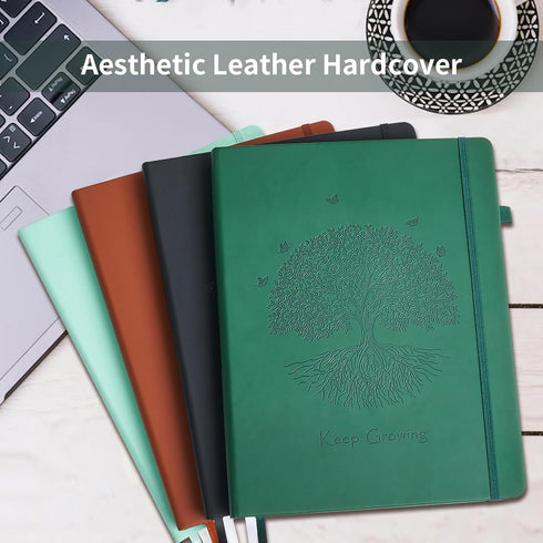 Leather Journal, 7" x 10", Hardcover College Ruled Notebook, 340 Pages, Lined Journals for Writing, Teal Gift