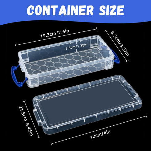 Crtiin 12 Pack Clear Plastic Pencil Box, Large Capacity Pen Case, Stackable Storage Organizer Box for Office Supplies,