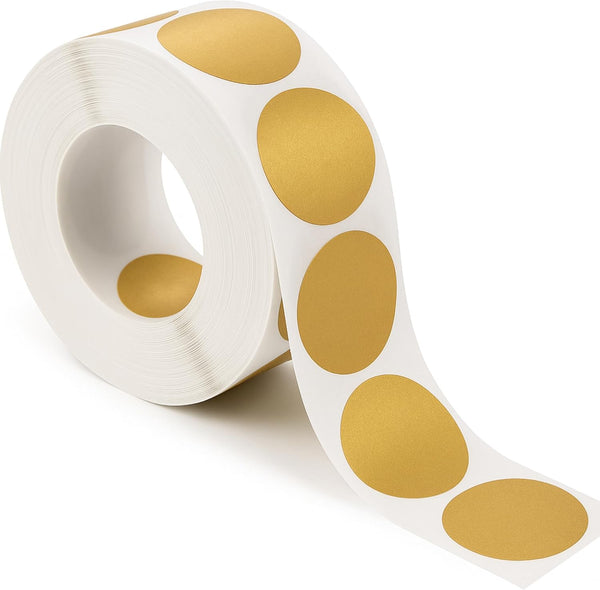 Leinuosen 1000 Pcs 1" Round Scratch Off Stickers Roll, Gold Scratchoff Labels for DIY Projects