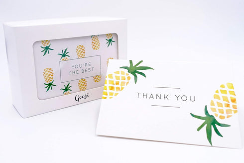 4x6 36-Pack) Set, Gooji Pineapple Thank You Cards (Bulk Matching Peel-and-Seal White Envelopes | Assorted Watercolor