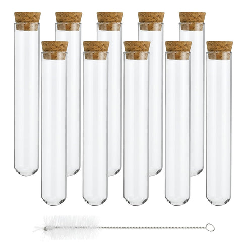 PATIKIL 25ml Test Tubes Set, 20pcs Glass Clear Round Bottom Containers with Stopper for Scientific Experiment