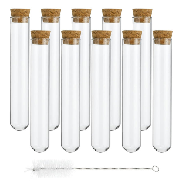 PATIKIL 25ml Test Tubes Set, 20pcs Glass Clear Round Bottom Containers with Stopper for Scientific Experiment