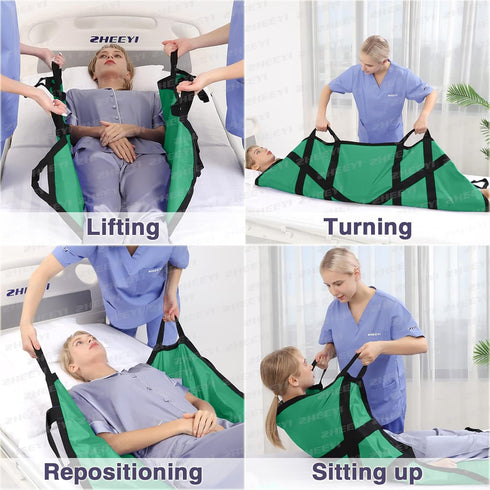 48" 40" Positioning Bed Pad with Reinforced Handles x Patient Transfer Sheet Aid Assistant for Body Lifting, Turning
