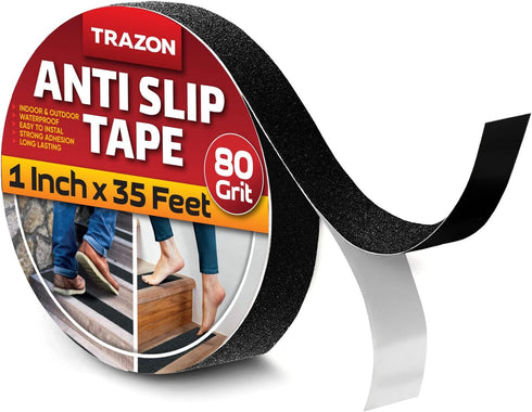 Grip Tape - Heavy Duty Anti Slip Tape for Stairs, Waterproof 1 Inch x 35 Ft Safety Non Skid Roll for Traction