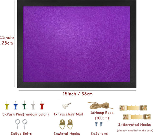 Purple Bulletin Boards Cork Board with Felt, 15"x11" Small Display Pin Board for Walls and Photos