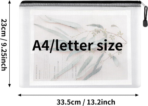 EOOUT 16pcs Mesh Zipper Pouch, Puzzles, Board Game Storage Bags for Organizing, Waterproof Zip File Bags, Letter Size, A4 Size, for School Office Supplies, Storage Bags, 8 Colors by EOOUT