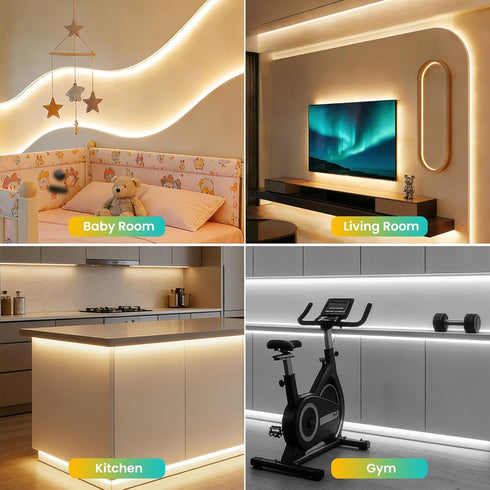 HEGEHE 16.4ft 24V Dimmable 3000K-6000K, COB LED Strip Lights, Tunable White CCT LED Strip, Dotless Tape Light DIY