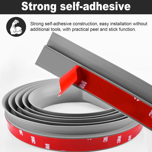 3.3Ft Self Adhesive Carpet Floor Transition Strip, PVC Edging Trim for Doorway with Height Less Than 5 mm - Gray