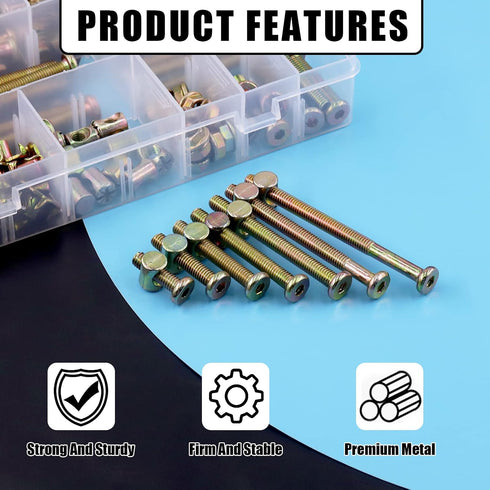 Glarks 128Pcs M6x20/30/40/50/60/70/80mm Baby Bed Crib Screws Bolts Kit Hex Socket Head Cap Screw with Barrel Nuts