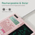 Pink Rechargeable Scientific Calculator 991ES MAX, Foldable with Notepad, 417 Functions, Solar Energy for Students