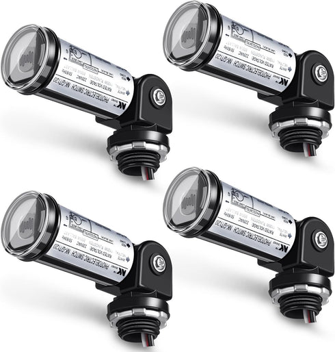 Riakrum 4-Pack Dusk to Dawn/Day Night Sensor Photoelectric Switch 120v Waterproof Photocell