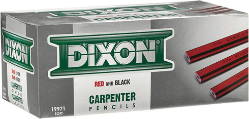 DIXON Industrial Carpenter Pencils, Soft Graphite Core, Red/Black, 7", 12-Pack
