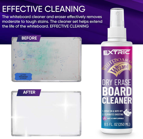 Whiteboard Cleaner 8.5 Ounces White Board Cleaning Spray, Dry Erase Board Cleaner 2 Pack Dry Erase Cleaner by EXTRIC