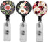 Badge Reel Retractable Badge Holder with Carabiner and Alligator Clip On ID Card Holders (Amazing Floral 3pack)