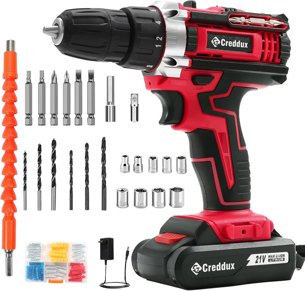 Cordless Drill Set 21v Power Drill Cordless With Battery & Charger, 84pcs