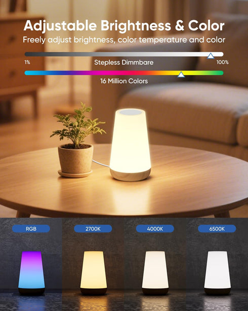 Dimmable 32 2700-6500k Smart Table Lamp, Nursery Night Light with App/Voice Control Compatible with Alexa, Led Desk