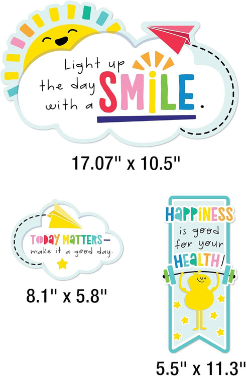 Carson Dellosa Happy Place 15 pc Bundle Motivational Bulletin Board Set, Rainbow Decorations and Positive Affirmations