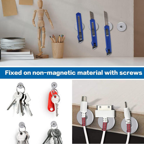 LOVIMAG Small Neodymium Magnets, Strong with Countersunk Hole Matching Screws, 70 Pack for Refrigerator, DIY, Tool Room