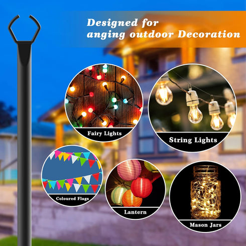 2 Pack Poles,10 (10FT 2 Pack) Mutovlin String Light Ft Light Poles for Outside String Lights,Outdoor Lights Pole