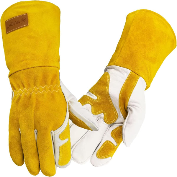 Professional Extra Large MIG/TIG Welding Gloves - Top Grain Leather Cowhide, Reinforced Palm & Thumb, 14 Inches
