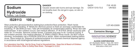 Innovating Science Lab-Grade Sodium Hydroxide Pellet, 100g - The Curated Chemical Collection
