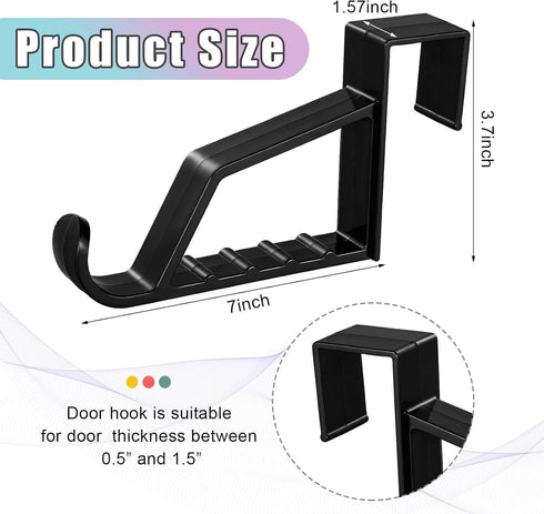 Maitys 4 Pieces Space Saving Plastic Over Door Hooks for Coats, Towels, Bags, Hats, Scarves, Home Accessories (Black)