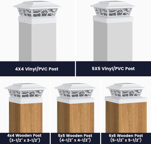 4 4x4 5x5 6x6 (1 Pack) SIEDiNLAR Solar Post Lights Outdoor Modes Deck Fence Post Cap Light for Vinyl Wooden Posts Patio