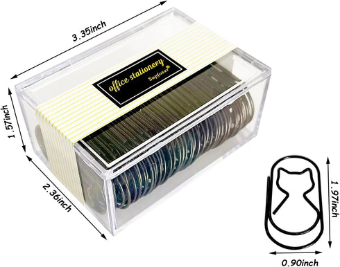 Paper Clips Lage,Black Jumbo Paper Clips 2 inch Cute Decorative Fat Cat Paper clips 50pcs 50mm Wide Non Skid Smooth Finish Steel Wire Bookmark Office Supply Accessories for Cat Lovers by Supfoxer