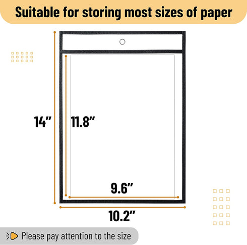 6 Pack, 10.2 14 Inches, Mr. Pen - Dry Erase Pockets, x Black, Reusable Plastic Sleeves for Paper, Clear Shop Ticket