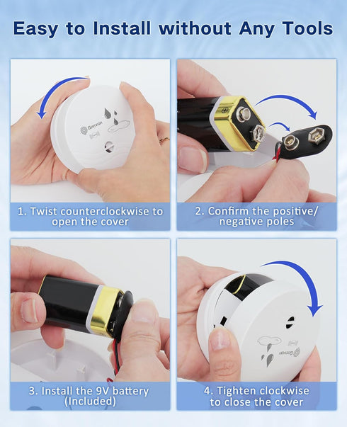 Geevon 4 Pack 100dB Water Leak Detectors, Water Sensor Alarms Flood Detector for Basements, Bathrooms, Laundry Rooms
