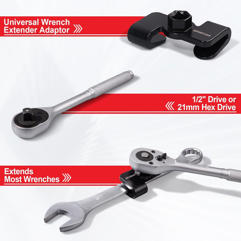 Spurtar Wrench Extender Tool for 1/2" Drive or 21 mm Hex Drive, Adjustable Wrench Adapter with Heat Treatment