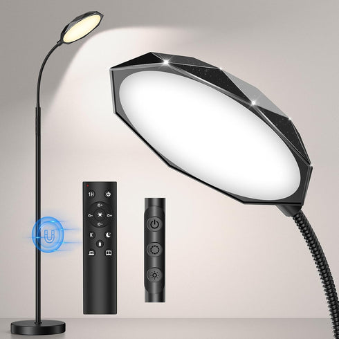 Floor Lamp, 18W Bright LED Floor Lamps for Living Room with Diamond-Surface,