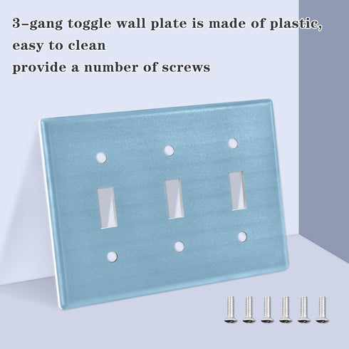 Light Blue 3 Gang Toggle Switch Plate Cover, Decorative Outlet for Home Decor