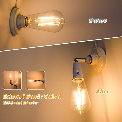 RONG&LAN E27 Flexible Light Bulb Socket Adapter Extender, Adjustable Edison Bulb Socket for Home Light Fixtures
