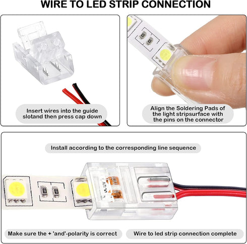 40 Pieces RGB LED Light Strip Connectors, Unwired Gapless Solderless Adapter Terminal Extension Waterproof