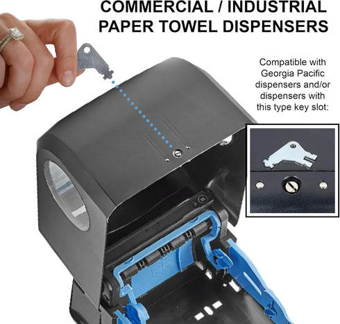 Generic Commercial 3-pk Paper Towel Dispenser Key for Georgia Pacific Machines - Also Fits GP Toilet Paper and Soap