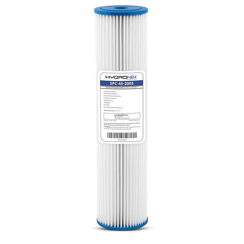 Hydronix SPC-45-2005 Pleated Water Filter, 4.5" x 20", Washable and Reusable, 5 Micron