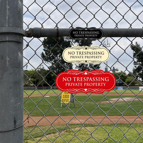 Signs ByLITA No Trespassing Private Property Wall Sign, Security Sign for Property (Black/Gold) - Small (1 Pack)