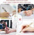 Linbsunne 12 pcs Black Medium Point 1mm Ballpoint Pens - Retractable Work Pen with Super Soft Grip for Men Women (Gold)