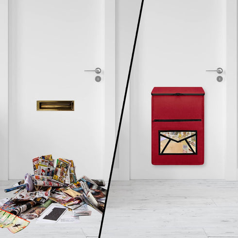 Indoor Mail Slot Catcher Bag, High Capacity Felt Mail Slot Cover, Red Mail Bag, Home Hardware Accessories