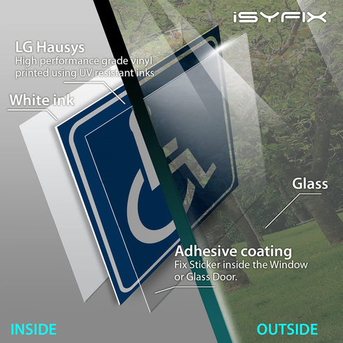 iSYFIX Handicap Signs Stickers Decal Symbol - 4 Pack, 3x3 Inch, Premium Vinyl for Window or Glass Door
