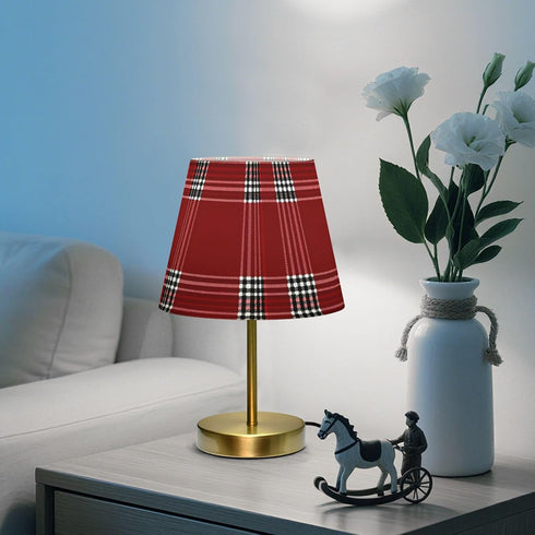 Dimmable ALAZA Table Lamp for Bedroom Nightstand Red Tartan Buffalo Plaid Checkered Bedside Lamp with USB Port Fabric