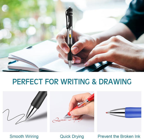 Spakon 200 Pieces Retractable Ballpoint Pen Bulk, Medium Point 0.5mm Refillable Ink Pens, Office (Blue, Red, Black)