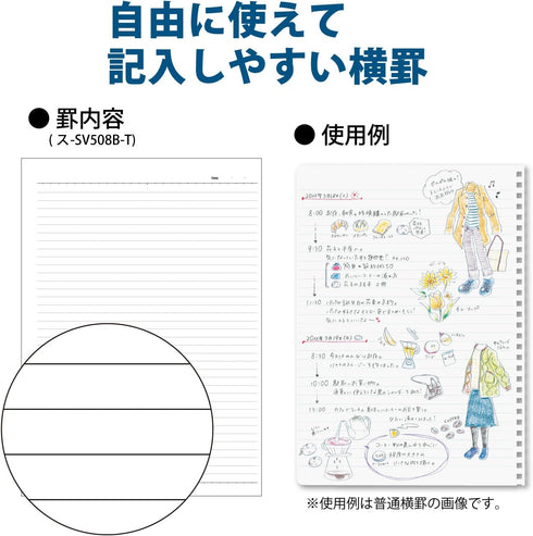 KOKUYO D Shaped Soft Ring Notebook - 6mm Ruled, 37 Lines, 80 Sheets, B5, Transparent, Japan Import