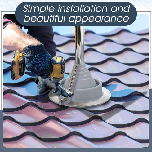1 Pack Flexible Roofing Pipe Flashing Boot, Round Base EPDM Roof Vent Boot for OD Pipe Size 3/4" - 2-3/4"