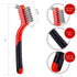 Wire Brush Set 3Pcs - Nylon/Brass/Stainless Steel Bristles with Curved Handle Grip for Rust, Dirt & Paint Scrubbing with Deep Cleaning – 7 Inches (Red)